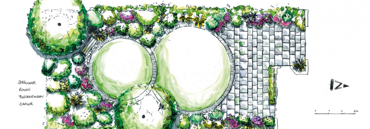 Auch ein Innenhofgarten kann gut geplant werden